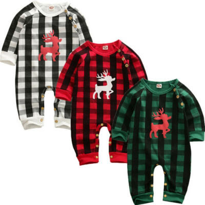 

1pc Christmas Newborn Baby Boy Girl Deer Cotton Jumpsuit Bodysuit Winter Clothes