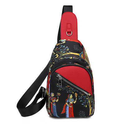 

Printed chest bag female Joker Oxford cloth shoulder Messenger bag female canvas Korean fashion chest backpack
