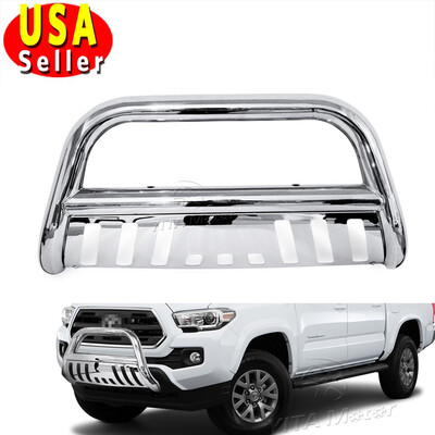 

3 Bull Bar Push Brush Grill Grille Guard W Skid Plate For 05-15 Toyota Tacoma