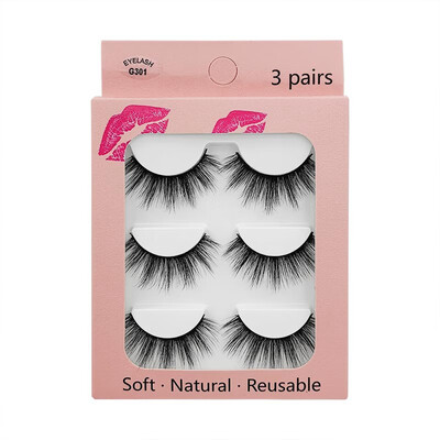 

Natural Dense Slender Handmade Reusable Fake Eye Lashes long makeup eyelash extension 3 Pairs 3D Imitation Mink False Eyelashes