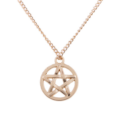 

Fashion Jewelry New Arrived Rising Star Golden Circle Pentagram Alloy Clavicle Pendant Short Necklace For Women