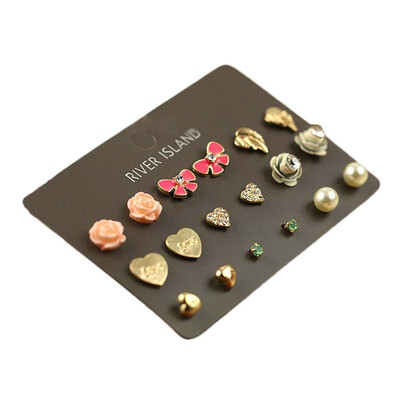 

9 Pair New Women Stud Ear Jewelry Earring Set Display Stand