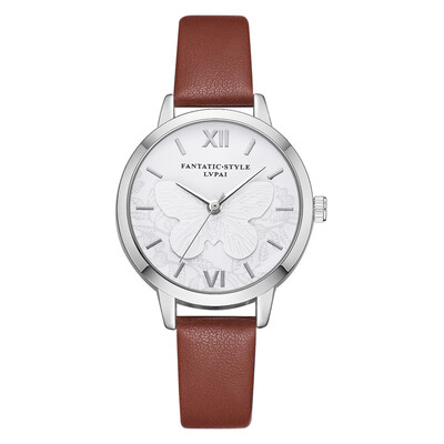 

LVPAI Fashion High Quality Woman Watch Womens Fashion Butterfly Style Leather Band Analog Quartz Wrist Watch 533