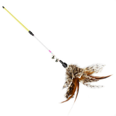 

Cat Kitten Teaser Feather toy Steel bells Pet Toy Wand Beads Paper Stipe spiral Feathers stick teaser cat Sticks