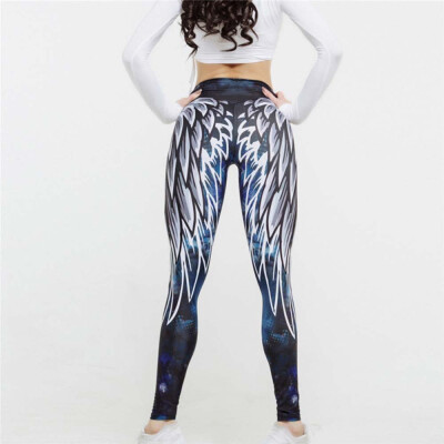 

Tailored Womens Wing Printed Yoga Skinny Workout Leggings Fitness Sports Cropped Pants