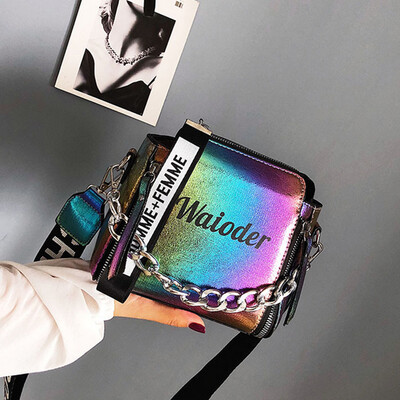 

Laser Women Letter Shoulder Bag INS Popular Female Handbag Holiday PU Messenger Bags For Lady Design Exquisite Crossbody Bucket
