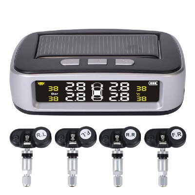 

Car TPMS Tire Pressure Digital Solar Energy Monitoring System Auto Security Tire Pressure Alarm Systems LCD Display with 4 Interna