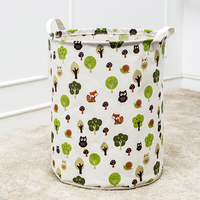 

Gobestart Waterproof Canvas Laundry Clothes Basket Storage Basket Folding Storage Box A