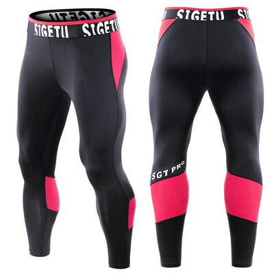

Gobestart Mens Summer Fitness Patchwork Bodybuilding Skin Tight-drying Long Sports Pants