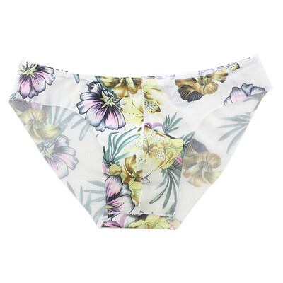 

Mens Underwear Floral Print Bulge Triangle Briefs Sexy Low Rise Mesh Underpants