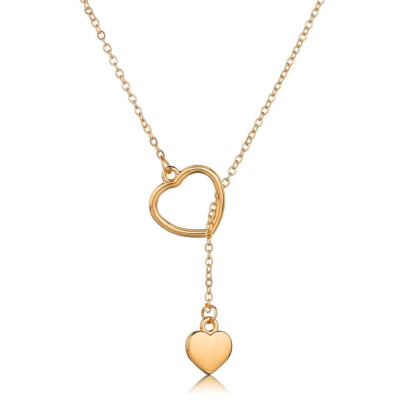 

Women Trendy Gold Pendant Necklace Rhinestone Through Circle Charm Romantic European Style Wedding Jewelry For Female Gold Color