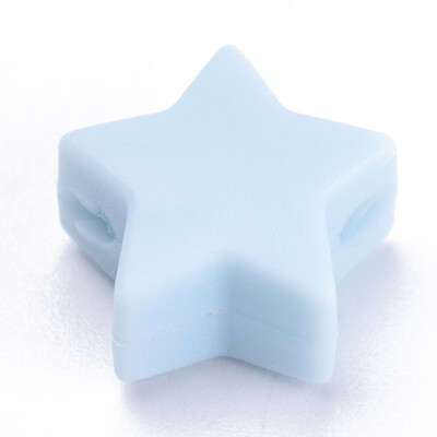 

Food Grade Environmental Silicone Beads Chewing Beads For Teethers DIY Nursing Necklaces Making Star LightBlue 14x135x8mm H