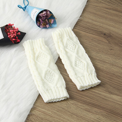 

Knitted Gloves Women Winter Half Finger Wool Gloves Autumn&Winter Warm Rhombus Lattice Knitted Wool Couple Gloves