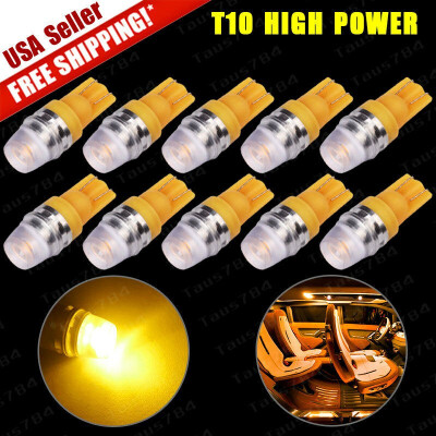 

10x Yellow T10 1W LED High Power Wedge Car Dome Map Light Bulbs W5W 158 194 2825