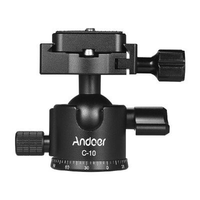 

Andoer C-10 Aluminum Alloy Camera Tripod Ball Head Mini Ballhead Low Center of Gravity 1pc Spare Quick Release Plate for Canon Ni