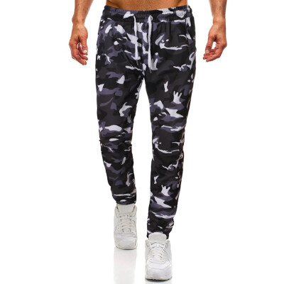 

Gobestart Fashion Men Casual Camouflage Print Drawstring Elastic Waist Long Pant Trousers