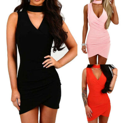 

Womens Casual Sleeveless Bandage Bodycon Evening Party Cocktail Club Mini Dress