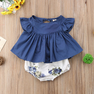 

Newborn Baby Girl Floral T-shirt Dress Tops Shorts Pants Clothes Outfit 2pcs Set