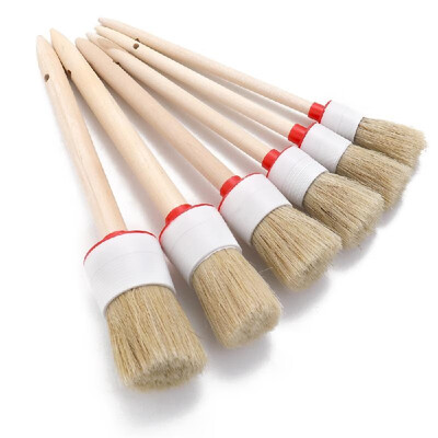 

6pcs Car Brush Kit Bristle Wood Handle Auto Care for Interior Dashboard Rims Wheel Air-conditioning Engine Wash Auto Detailing Cle