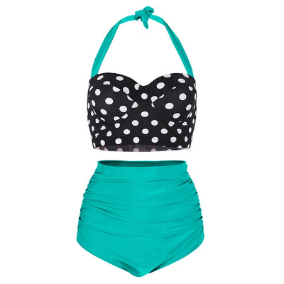 

Polka Dot Ruched Padded Bikini Set