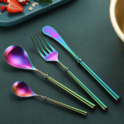 

Toponeto 4PCS Set Stainless Steel Upscale Dinnerware Flatware Cutlery Fork Spoon