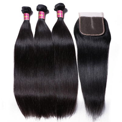 

UNice 8A Brazilian Straight Hair with Closure Brazilian Virgin Hair Lace Closure