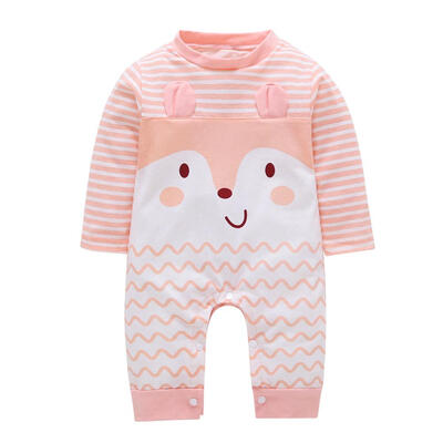 

Winter Newborn Baby Cartoon Animal Stripe Rompers Warm Cute Soft Jumpsuit