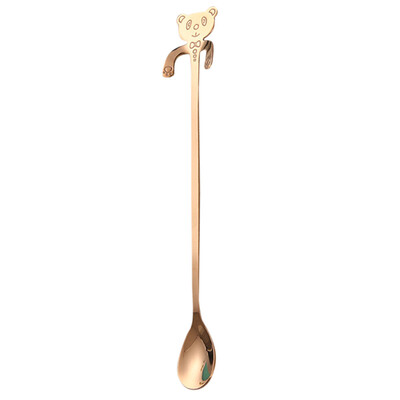 

Toponeto Cute Bear Spoon Long Handle Spoons Flatware Coffee Drinking Tools Kitchen BK