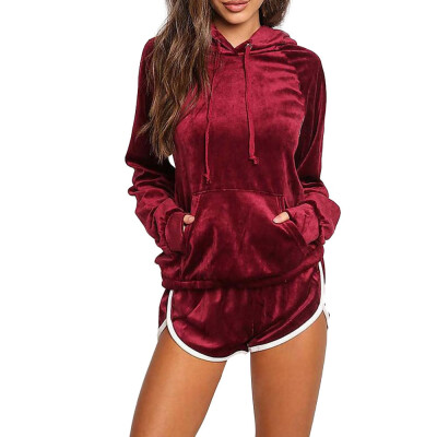 

Roseonmyhand Velvet Hoodies Women Fashion Tops Pullovers Tracksuits