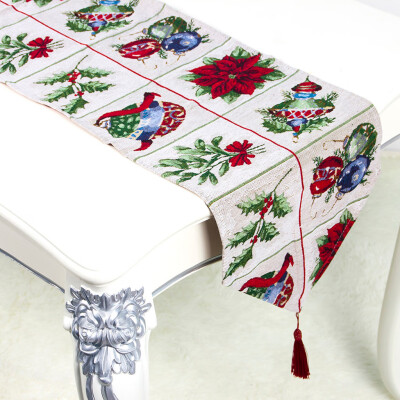 

〖Follure〗Creative Christmas Cloth Polyester Cotton Printed Table Flag Table Decorations