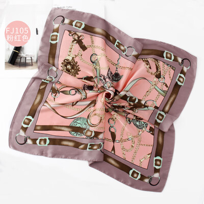

Silk scarf female spring&autumn square scarf Korean decorative art wild scarf Korean version of the contrast color silk cotton scarf FJ105