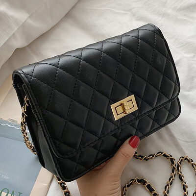 

Summer Baihuan womens bag 2019 new fashion rhomboid chain bag true skin Xiaoxiangfeng slanted small bag