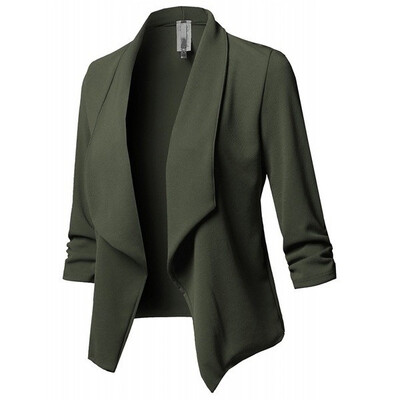 

Women Autumn Fashion Casual Lapel Blazer Coat Long Sleeve Solid Color OL Cardigan Outwear Plus Size