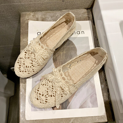 

Summer 2019 lace mesh shoes breathable mesh womens shoes old Beijing cloth shoes pregnant women soft soybean shoes flat shoes