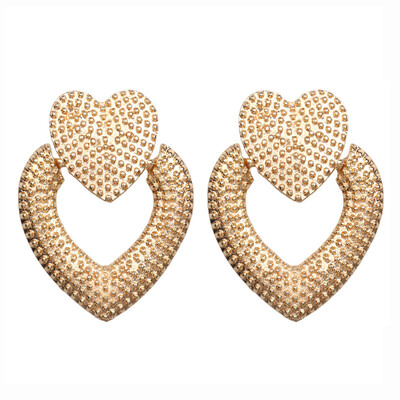 

EK517 European Brand Statement Jewelry Hollow Heart Earrings Geometric Metal Earrings for Women Za Gold Vintage Earrings Punk