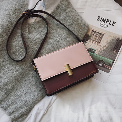 

Qiao Bani 2019 new Korean fashion Dongdaemun simple contrast color flip bag wild single shoulder diagonal female bag