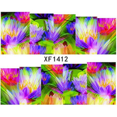 

Greensen Colorful Flowers Pattern Manicure Full Stickers Nail Art Decoration DIY Nail Tips Decal XF1412