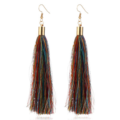 

New Brand Many Colors Handmade Long Tassel Dangle Earrings Women Fashion Jewelry Bohemia Drop Earrings Vintage Ethnic Pendientes