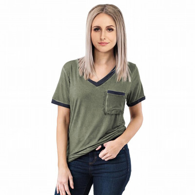 

Straight T-Shirt womens V-neck Short Sleeve Tunic