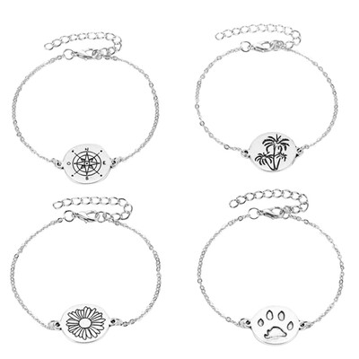 

Carved Round Bracelet Coconut Tree Claw Bracelet Retro Anklet Bracelet Set Jewelry