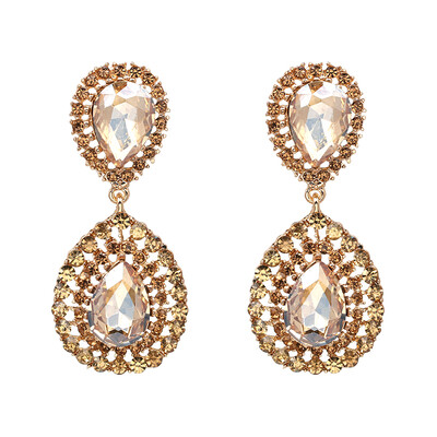 

JURAN 2019 New Arrival 5 Colors Fashion Luxury Jewelry Trendy Big Crystal Drop Earring For Women Wedding Dangle Earrings J50124