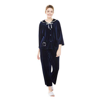 

Toponeto Women Winter Sleepwear Long Sleeve Velvet Nightwear Satin Top Pants Sets