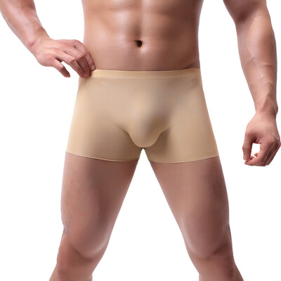 

Tailored Mens Sexy Underpants Pure Color Breathable Patchwork Ice-silk Underwear
