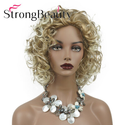 

StrongBeauty Short Jet Black Brown Gray Women Curly Synthetic Wigs Natural Looking Daily Wig for Women