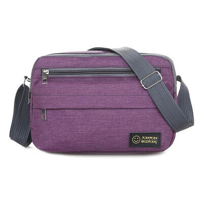 

Solid Color Zipper Handbag Women Canvas Shoulder Messenger Square Bags