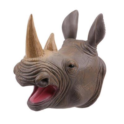 

Soft Vinyl PVC Animal Head Lifelike Rhinoceros Hand Puppet Toys Hand Doll