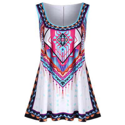 

Roseonmyhand Fashion Womens Plus Size Colourful Summer Bohemian Print Casual Tank Tops Vest