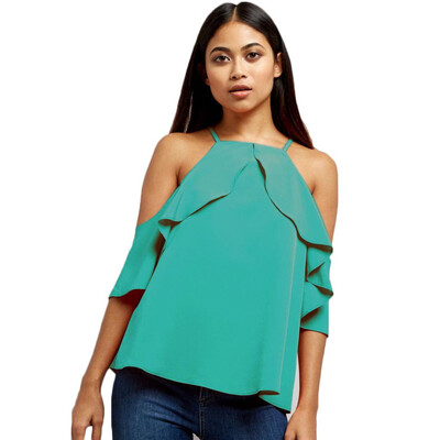 

Nomeni Plus Size Women Sexy Summer Casual Sling Shirt Off Shoulder Blouse Tops T-shirt