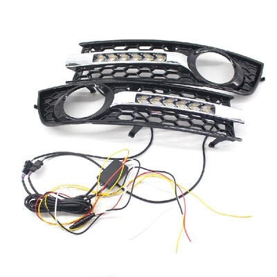 

Front Bumper Fog Light Grilles with Led Turn Signal  & R Mesh Fit for AUDI A4 B6 01-05 Plating