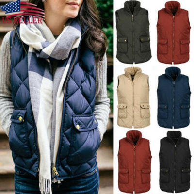 

Women Puffer Padded Vest Jacket Gilet Ladies Sleeveless Coat Snowsuit Jacket US